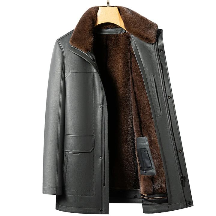 Genuine Leather &amp; Mink Fur Coat