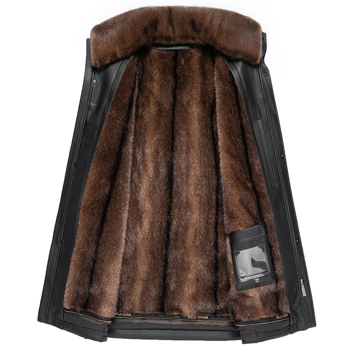 Genuine Leather &amp; Mink Fur Coat