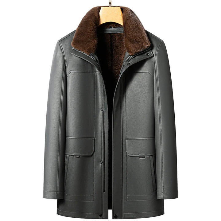 Genuine Leather &amp; Mink Fur Coat